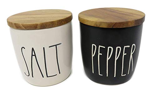 Rae Dunn By Magenta 2 Piece SALT/PEPPER Ceramic LL Salt & Pepper Cellar