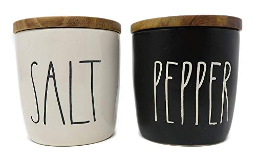 Rae Dunn By Magenta 2 Piece SALT/PEPPER Ceramic LL Salt & Pepper Cellar
