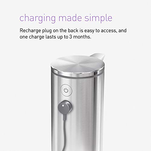 simplehuman 9 oz. Touch-Free Rechargeable Sensor Liquid Soap Pump Dispenser