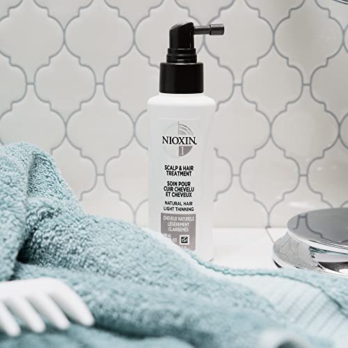 Nioxin System Kit 1, Hair Strengthening & Thickening Treatment, Treats & Hydrates Sensitive or Dry Scalp, Reduces Hair Breakage, For Natural Hair with Light Thinning, Full Size (3 Month Supply)