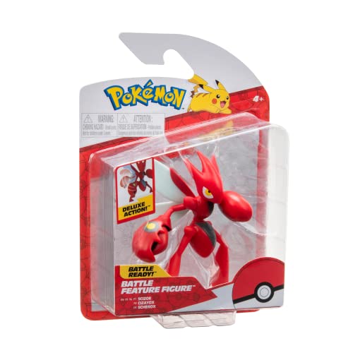 Pokemon SCIZOR Battle Feature Figure - 4.5-Inch Scizor Battle Figure with Slashing Pincer