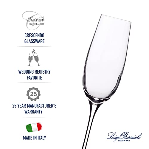 Luigi Bormioli Crescendo 8-ounce. Champagne Flutes , Set Of 4, Prosecco Glasses, Clear Crystal Son-hyx Glass, Dishwasher Safe, Made In Italy.