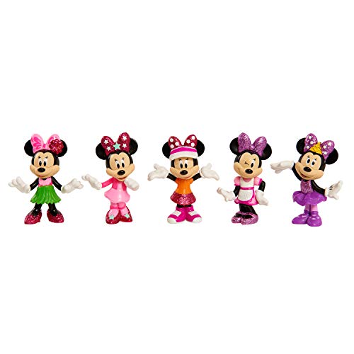 Disney Junior Minnie Mouse 3 Inch Tall Collectible Figure Set, 5 Piece Set Includes Tennis, Hula, Candy Maker, Popstar, and Ballerina Outfits, by Just Play