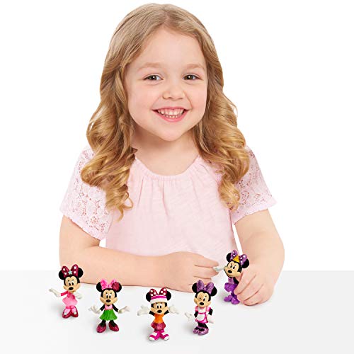 Disney Junior Minnie Mouse 3 Inch Tall Collectible Figure Set, 5 Piece Set Includes Tennis, Hula, Candy Maker, Popstar, and Ballerina Outfits, by Just Play