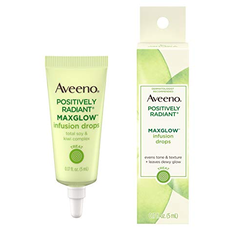 Aveeno Positively Radiant MaxGlow Infusion Drops with Moisture Rich Soy & Kiwi Complex Hypoallergenic Non-Comedogenic Paraben- Phthalate-Free Moisturizing Facial Serum fl. oz