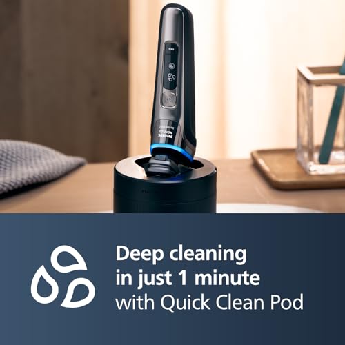 Philips Norelco 9500 Rechargeable Wet & Dry Electric Shaver with Quick Clean, Travel Case, Pop up Trimmer, S9985/84, Black