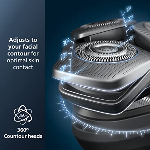 Philips Norelco 9500 Rechargeable Wet & Dry Electric Shaver with Quick Clean, Travel Case, Pop up Trimmer, S9985/84, Black