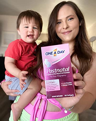 ONE A DAY Postnatal Complete Multivitamin for Post-Pregnancy with Folic Acid and Omega-3 DHA, 60 Count