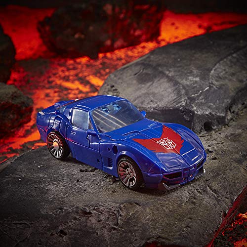 Transformers Toys Generations War for Cybertron: Kingdom Deluxe WFC-K26 Autobot Tracks Action Figure - Kids Ages 8 and Up, 5.5-inch, Blue