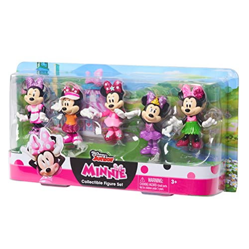 Disney Junior Minnie Mouse 3 Inch Tall Collectible Figure Set, 5 Piece Set Includes Tennis, Hula, Candy Maker, Popstar, and Ballerina Outfits, by Just Play