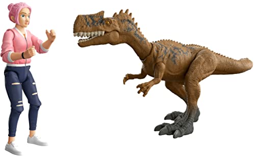 Mattel Jurassic World Toys Camp Cretaceous Brooklynn & Monolophosaurus Human & Dino Pack with 2 Action Figures & Scooter, Toy Gift and Collectible