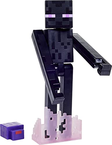 Mattel Minecraft Craft-A-Block Enderman Figure, Authentic Pixelated Video-Game Characters, Action Toy to Create, Explore and Survive, Collectible Gift for Fans Age 6 Years and Older