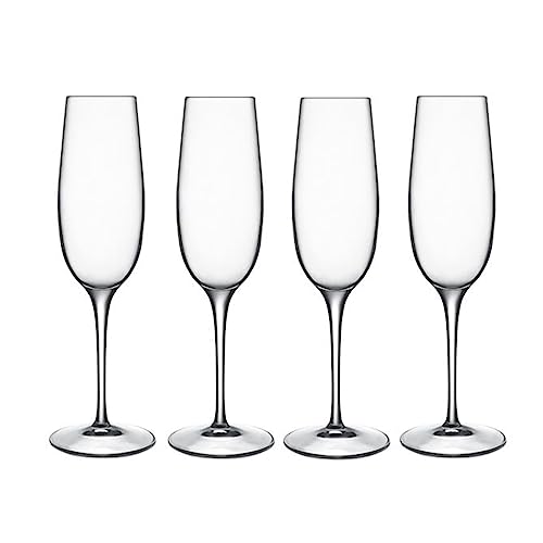 Luigi Bormioli Crescendo 8-ounce. Champagne Flutes , Set Of 4, Prosecco Glasses, Clear Crystal Son-hyx Glass, Dishwasher Safe, Made In Italy.