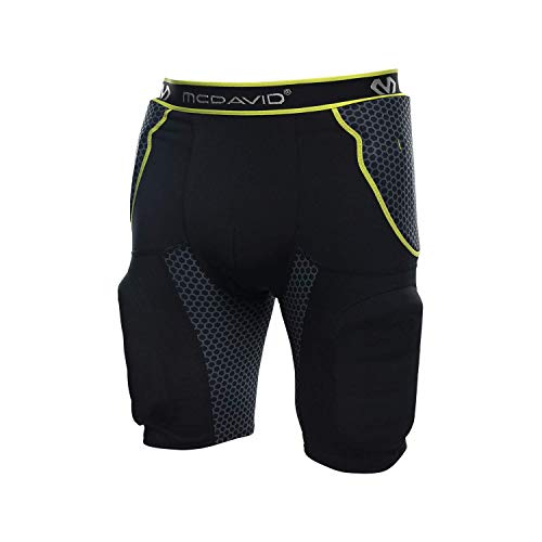 McDavid Football Padded Girdle Compression Shorts with Hard-Shell Thigh Protection. Hip and Tailbone Soft Pads and Cup Pocket