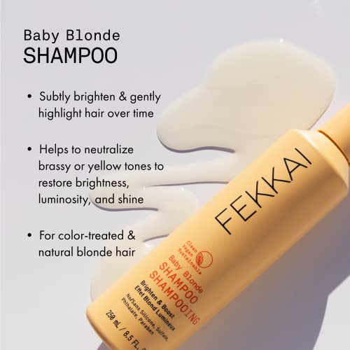 FEKKAI Baby Blonde Brighten & Boost Shampoo - 8.5 oz - Brightening Cleanser - Salon Grade, EWG Compliant, Vegan & Cruelty Free