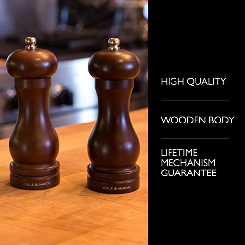 COLE & MASON Capstan Wood Salt and Pepper Grinder Gift Set - Wooden Mills Include Precision Mechanisms and Premium Sea Salt and Peppercorn Refills