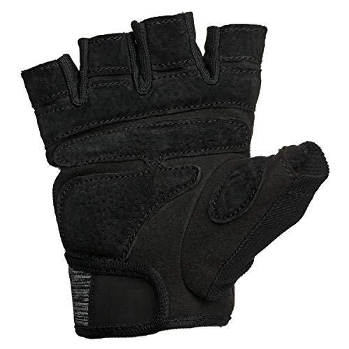 Harbinger Women's FlexFit Wash and Dry Workout Weightlifting Gloves with Padded Leather Palm (1 Pair) Black/Heather Gray Medium