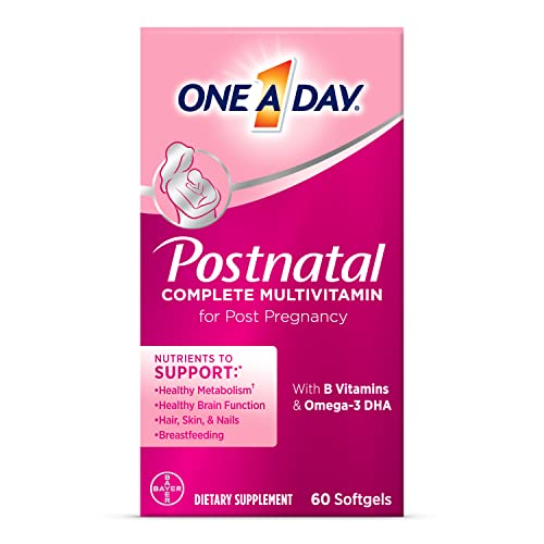 ONE A DAY Postnatal Complete Multivitamin for Post-Pregnancy with Folic Acid and Omega-3 DHA, 60 Count