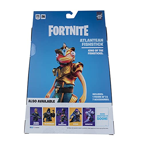 Fortnite Legendary Series Atlantean Fishstick, 6-inch Figure with Harvesting Tools, Weapon, Back Bling, Interchangeable Faces. Other Styles Include Blackheart, Scuba Jonesy, Scratch, and More