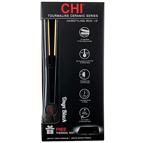 CHI Classic Tourmaline Ceramic Hairstyling Iron 1 1/2" in Onyx Black