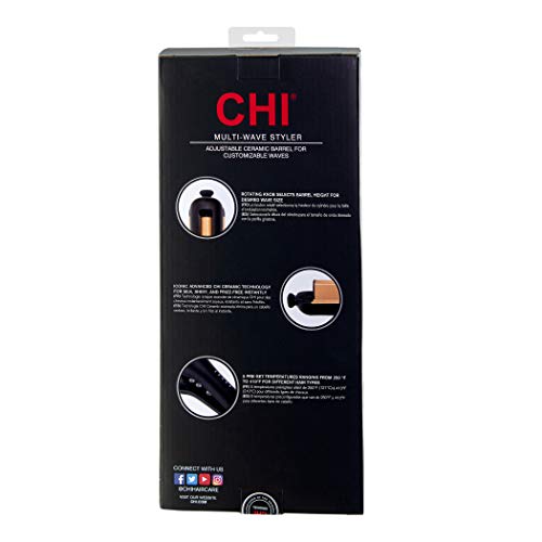 CHI Ceramic Multi-Wave Styler - Hairstyles with Adjustable Barrel for Customizable Waves, Reduces Frizz & Static and Increases Shine, Black