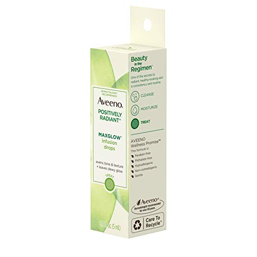 Aveeno Positively Radiant MaxGlow Infusion Drops with Moisture Rich Soy & Kiwi Complex Hypoallergenic Non-Comedogenic Paraben- Phthalate-Free Moisturizing Facial Serum fl. oz