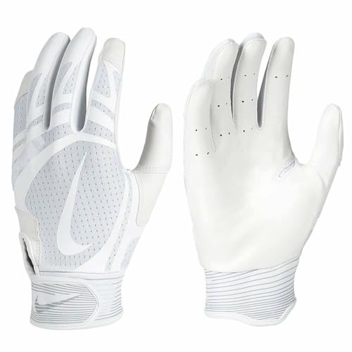 Nike Alpha Huarache Edge Batting Gloves - Unisex - 1 Pair (White/White - Large)