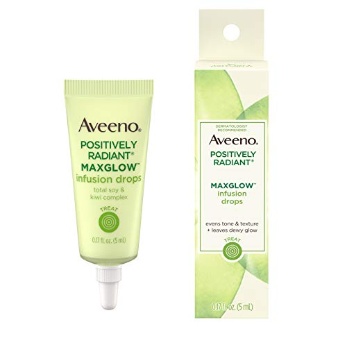 Aveeno Positively Radiant MaxGlow Infusion Drops with Moisture Rich Soy & Kiwi Complex Hypoallergenic Non-Comedogenic Paraben- Phthalate-Free Moisturizing Facial Serum fl. oz