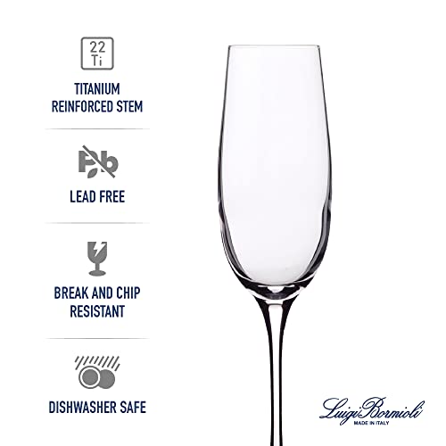 Luigi Bormioli Crescendo 8-ounce. Champagne Flutes , Set Of 4, Prosecco Glasses, Clear Crystal Son-hyx Glass, Dishwasher Safe, Made In Italy.