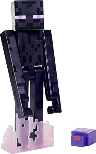 Mattel Minecraft Craft-A-Block Enderman Figure, Authentic Pixelated Video-Game Characters, Action Toy to Create, Explore and Survive, Collectible Gift for Fans Age 6 Years and Older