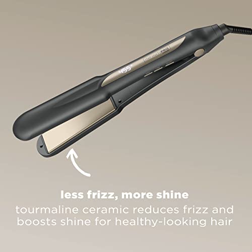 INFINITIPRO by CONAIR Tourmaline Ceramic Flat Iron, 1 1/4-inch Digital Hair Straightener, Grey