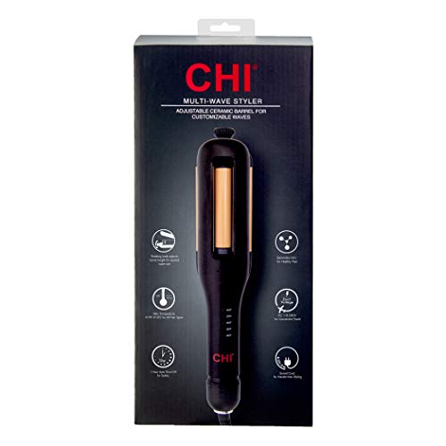 CHI Ceramic Multi-Wave Styler - Hairstyles with Adjustable Barrel for Customizable Waves, Reduces Frizz & Static and Increases Shine, Black