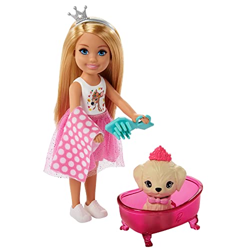 Barbie Princess Adventure Chelsea Pet Castle Playset, with Blonde Chelsea Doll (6-inch), 4 Pets and Accessories, Gift for 3 to 7 Year Olds