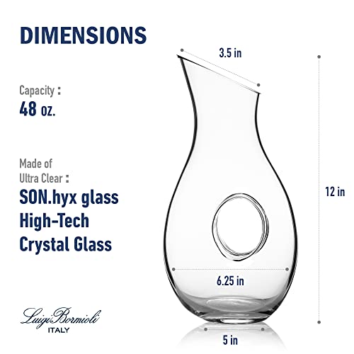 Luigi Bormioli Crescendo 48 Ounce Carafe, Crystal SON-hyx Glass, Made In Italy.