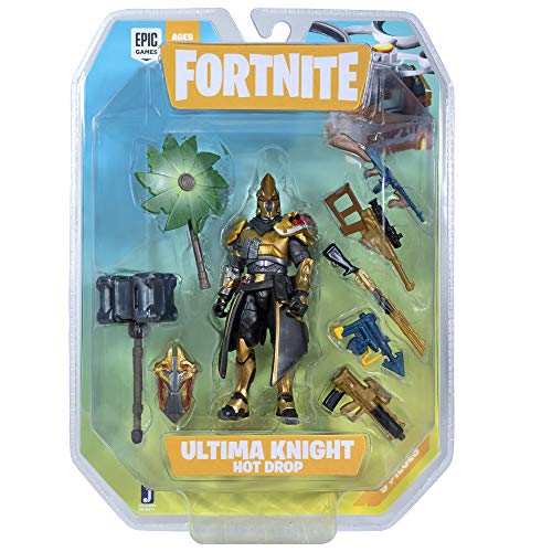 Fortnite 4" Ultima Knight Hot Drop Action Figure - 25+ Articulation Points, Vanquisher Tool, Palm Leaf Glider, Dragoncrest Bling & 5 Weapons