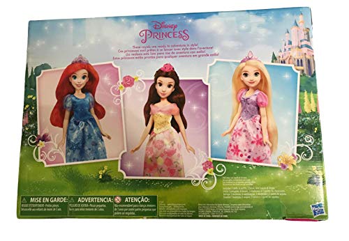 Disney Princess Royal Dress-Up Set (Rapunzel, Belle, Ariel Dolls + Extra Dresses)