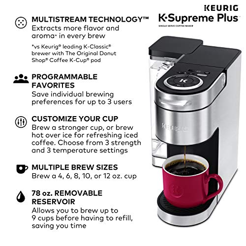 Keurig® K-Supreme Plus Single Serve K-Cup Pod Coffee Maker, MultiStream Technology, Stainless Steel