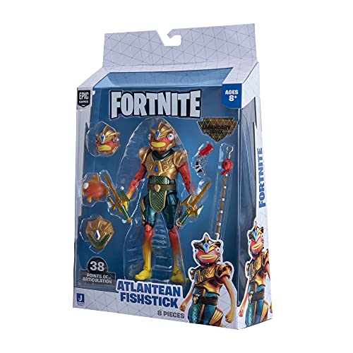 Fortnite Legendary Series Atlantean Fishstick, 6-inch Figure with Harvesting Tools, Weapon, Back Bling, Interchangeable Faces. Other Styles Include Blackheart, Scuba Jonesy, Scratch, and More