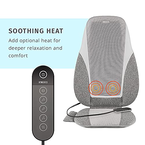 Homedics Shiatsu + Kneading & Vibration Massage Cushion with Heat, Deep Kneading, Handheld Remote, Lumbar Vibration Waves, 3 Massage Zones, Upper, Lower, Full Back, Fits Most Chairs, Premium Fabric