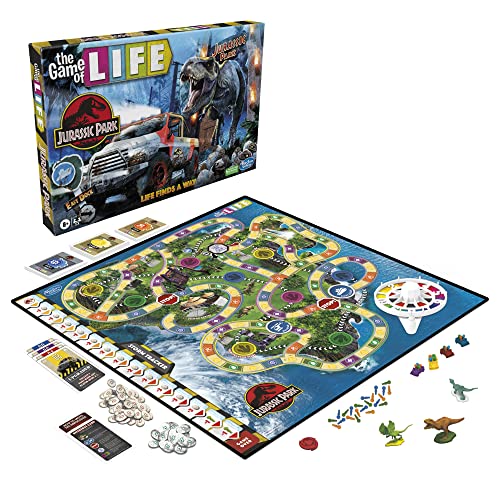 Hasbro Gaming The Game of Life Jurassic Park Edition, Family Board Game for Kids Ages 8 and Up, Inspired by The Original Hit Movie