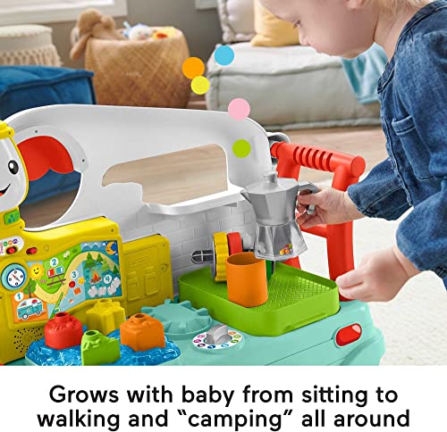 Fisher-Price Laugh & Learn Baby To Toddler Toy 3-In-1 On-The-Go Camper Walker & Activity Center With Smart Stages For Ages 9+ Months