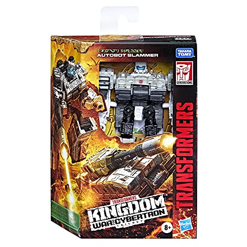 Transformers Toys Generations War for Cybertron: Kingdom Deluxe WFC-K33 Autobot Slammer Action Figure - Kids Ages 8 and Up, 5.5-inch