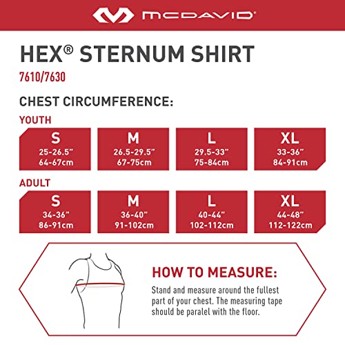 McDavid HEX Chest Protector, Heart Guard Sternum Protection Padded Shirt for Baseball, Football, Lacrosse and Goalies Youth and Adult Sizes