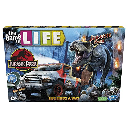 Hasbro Gaming The Game of Life Jurassic Park Edition, Family Board Game for Kids Ages 8 and Up, Inspired by The Original Hit Movie