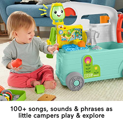 Fisher-Price Laugh & Learn Baby To Toddler Toy 3-In-1 On-The-Go Camper Walker & Activity Center With Smart Stages For Ages 9+ Months