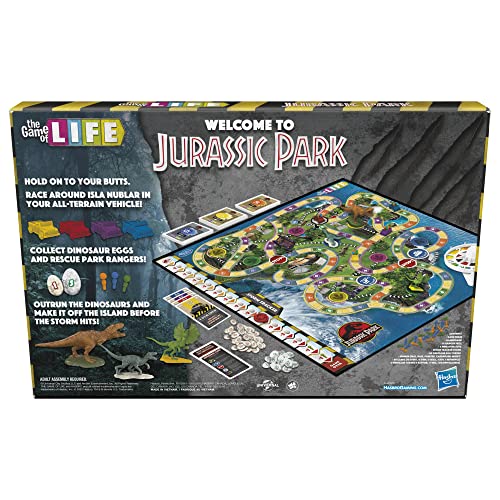 Hasbro Gaming The Game of Life Jurassic Park Edition, Family Board Game for Kids Ages 8 and Up, Inspired by The Original Hit Movie