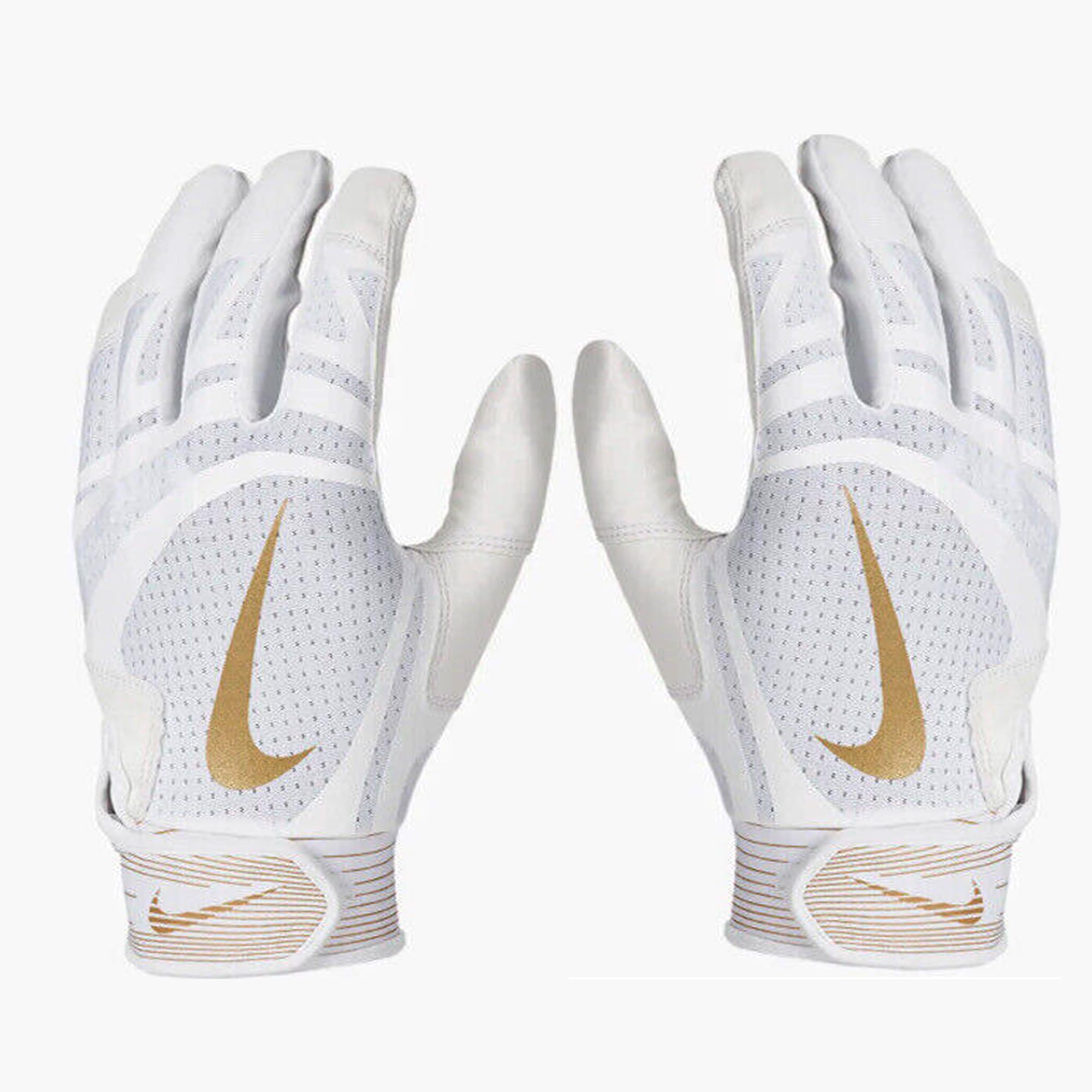 Nike Alpha Huarache Edge Batting Gloves - Unisex - 1 Pair (White/Gold - Small)